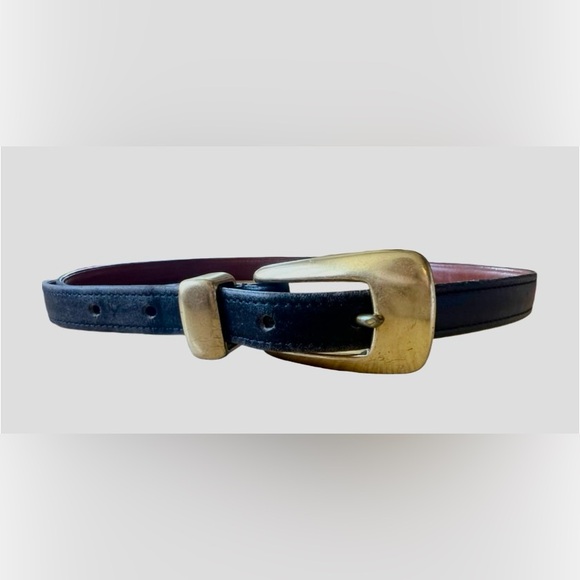 Vintage COACH Black Solid Brass Buckle Glove Tanned USA Belt #3909 Sz M main image 5